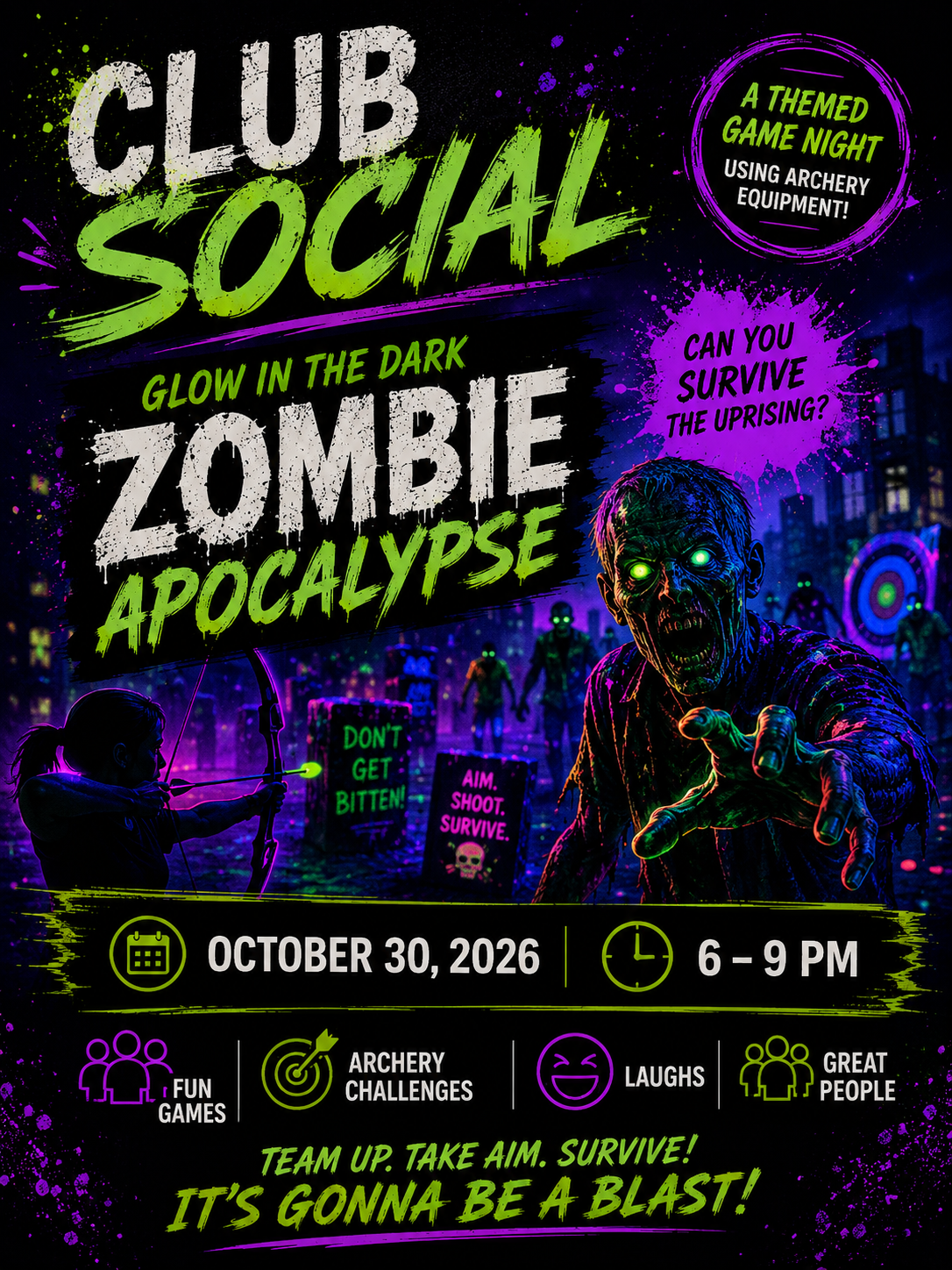 XQuest Social:  Glow in the Dark: Zombie Apocalypse Oct 30, 2026
